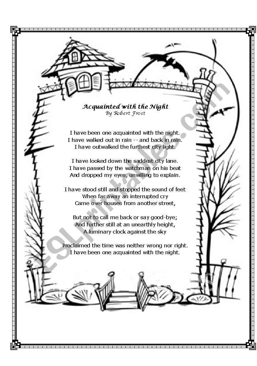 Lesson Plan: Poem &amp;quot;acquainted With The Night&amp;quot;robert