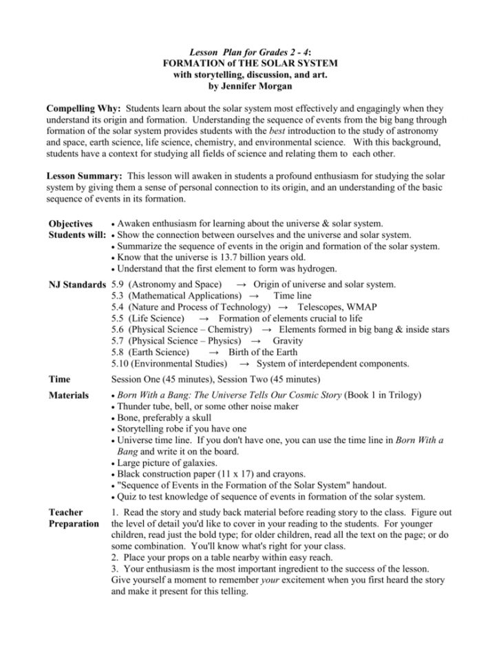 Lesson Plan - Solar System - Lesson Plans Learning
