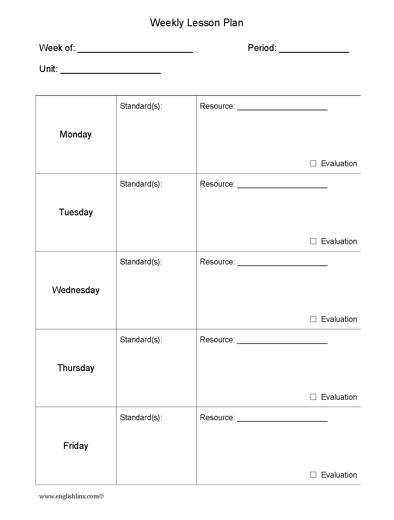 Lesson Plan Template | Fun Weekly Lesson Plan Template