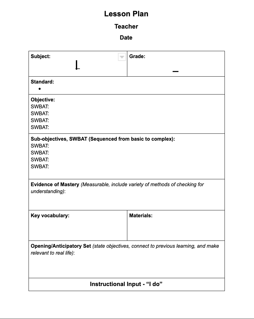 I Do We Do You Do Lesson Plan Template I Do We Do You Do Lesson Plan Template