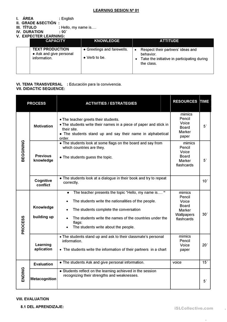 Lesson Plan Verb To Be - English Esl Worksheets For Distance