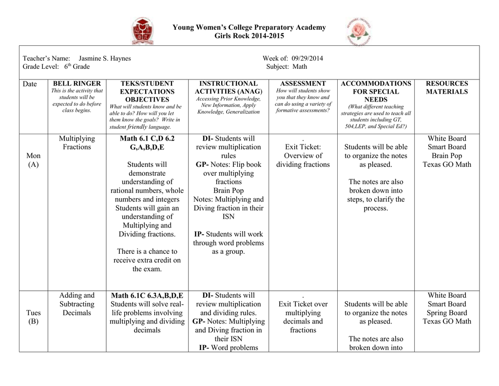 Lesson Plan Week 6