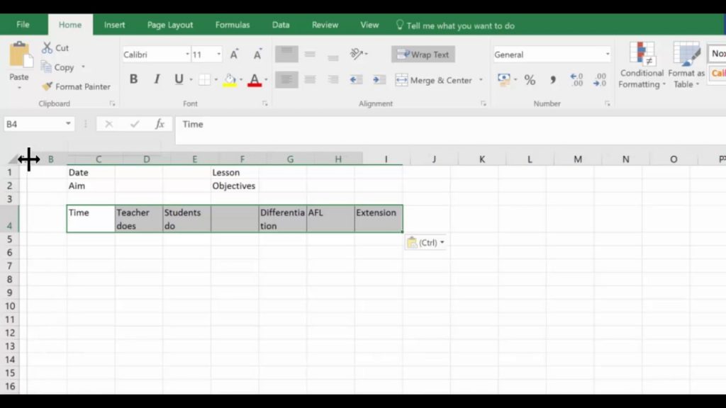 Lesson Plans 1 Creating A Lesson Plan In Excel Lesson Plans Learning