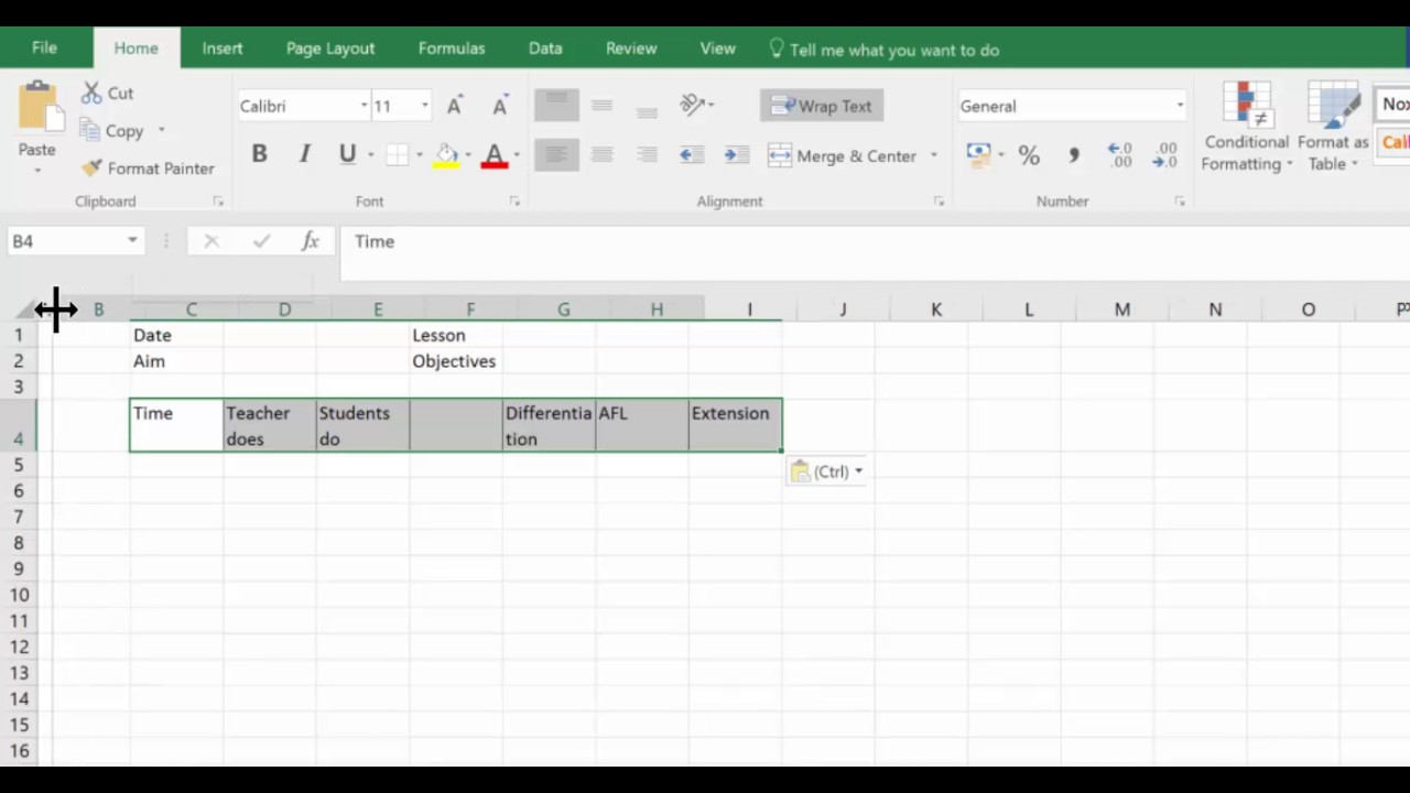 Lesson Plans 1 : Creating A Lesson Plan In Excel