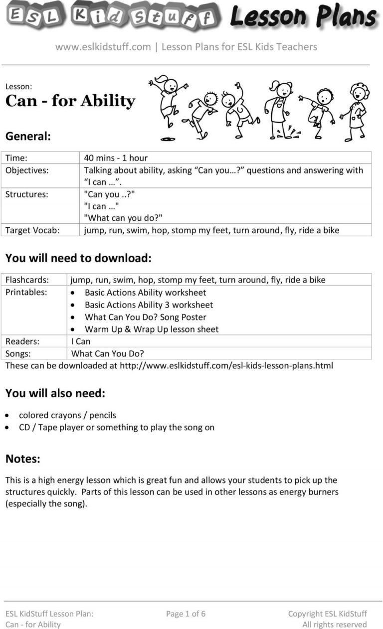 Esl Kindergarten Lesson Plans - Lesson Plans Learning