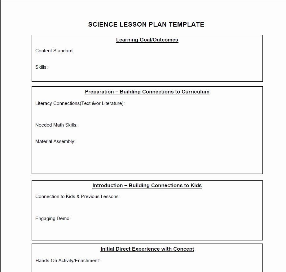 Lesson Plans Template Elementary Luxury Science Lesson Plan