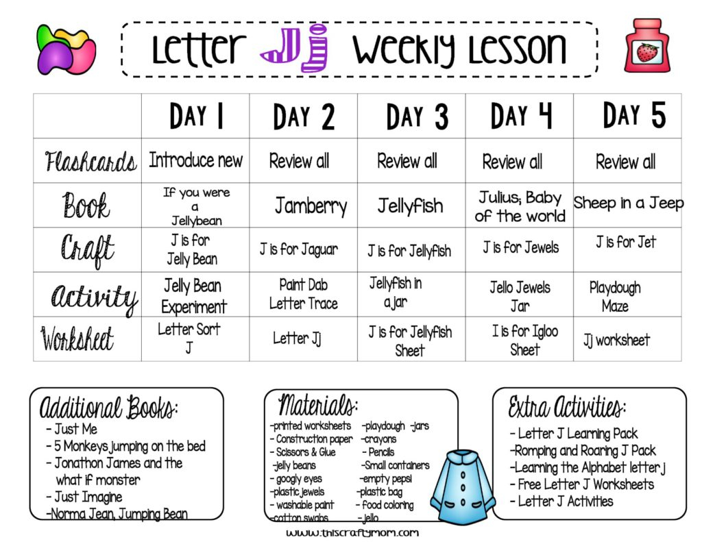 Letter J - Free Preschool Weekly Lesson Plan - Letter Of The
