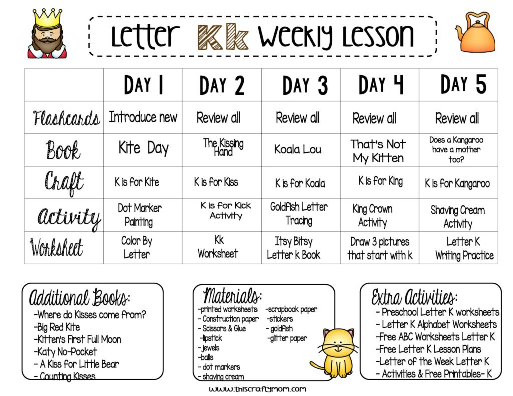Letter K - Free Preschool Weekly Lesson Plan - Letter Of The