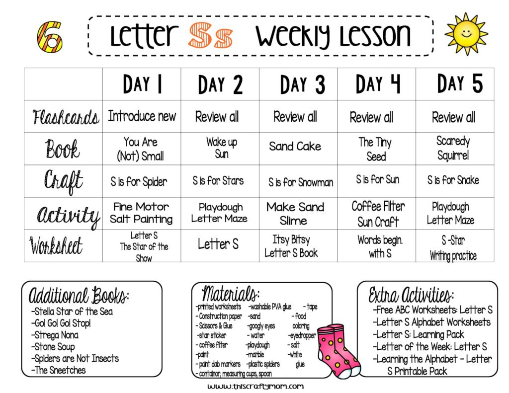 Letter S - Free Preschool Weekly Lesson Plan – Letter Of The