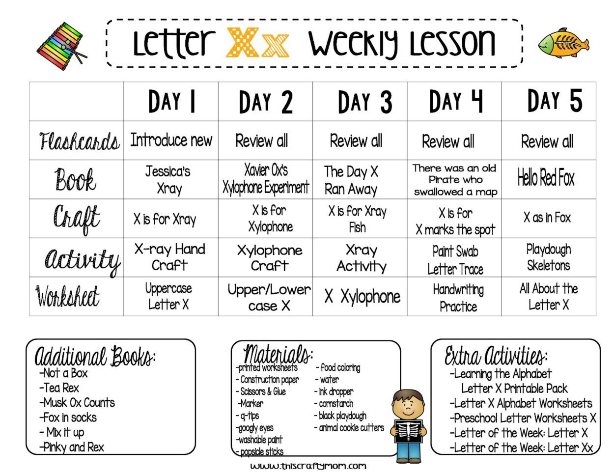 Letter X – Free Preschool Weekly Lesson Plan – Letter Of The