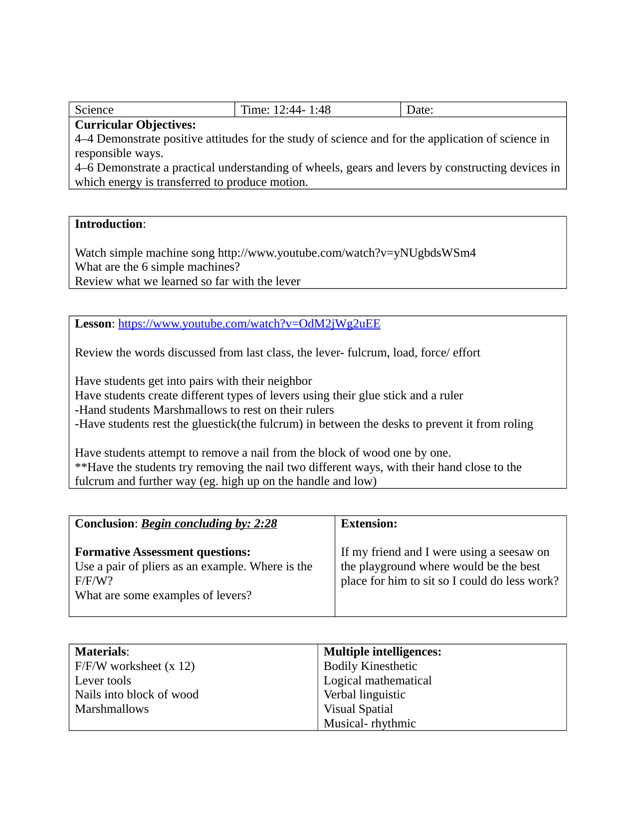 Levers Lesson Plan | Simple Machines, Science Resources, How