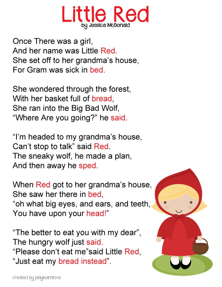 Little Red Riding Hood Poem *free Printable* : Fairy Tale