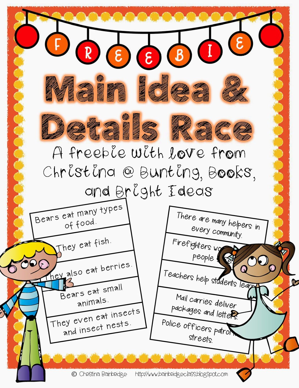 Main Ideas And Supporting Details Race Freebie | Reading
