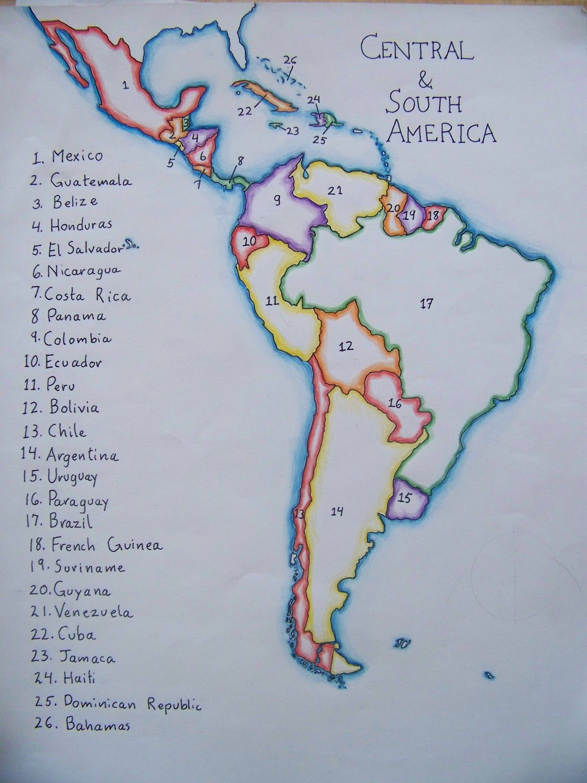 Map Of South Americaa Waldorf 6Th Grader