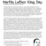 Martin Luther King Day (Free Worksheet) | Martin Luther King