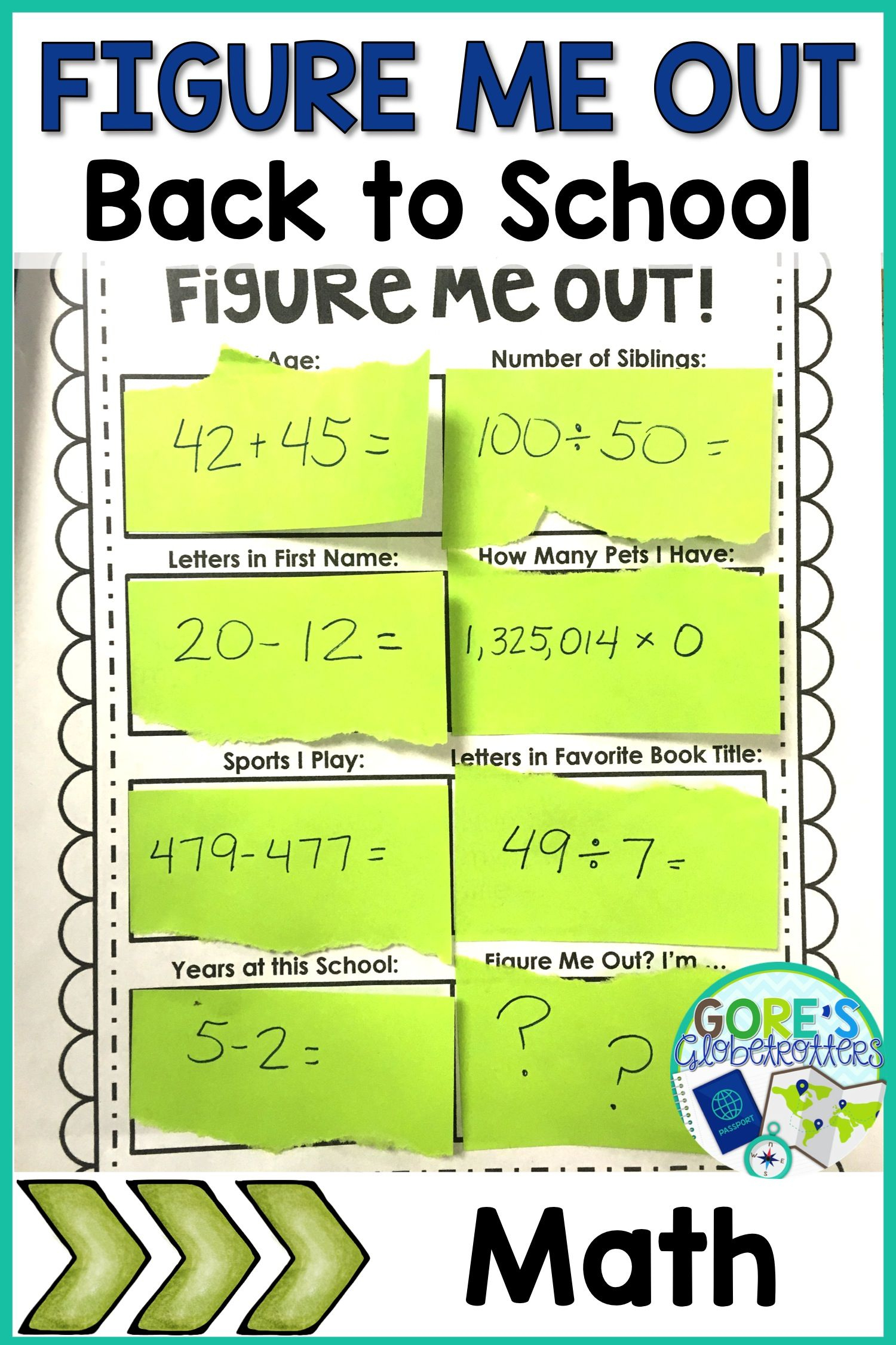 Math Back To School Activity Figure Me Out | 5Th Grade Math