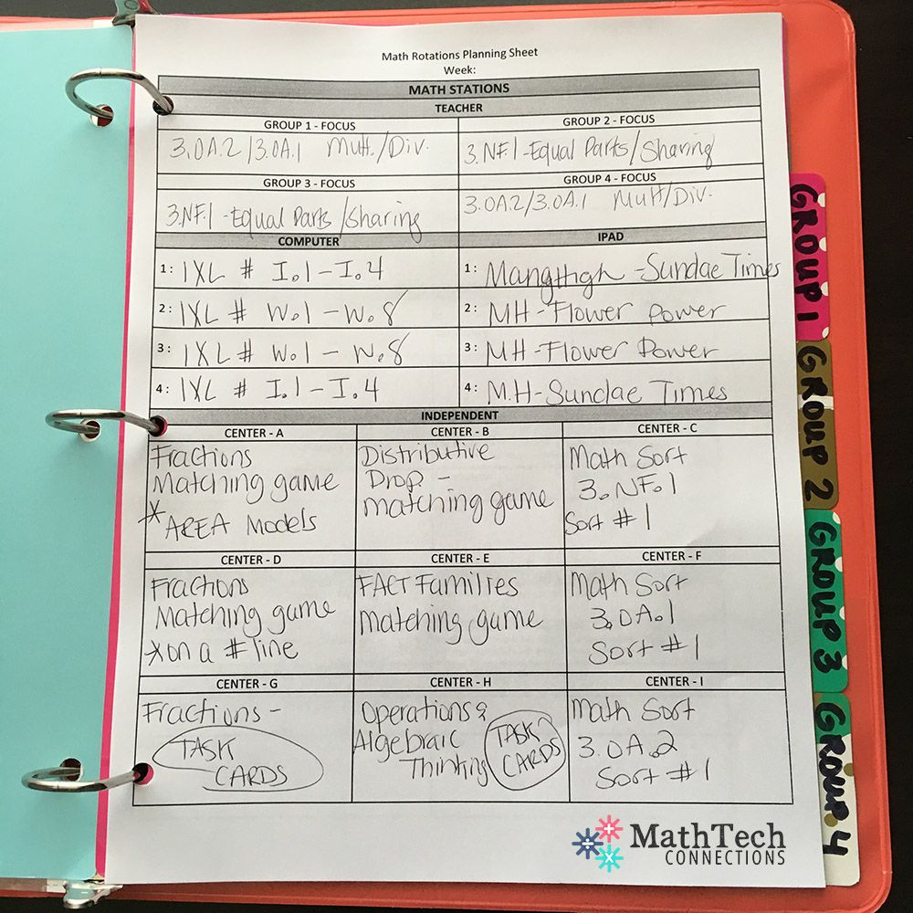 Math Workshop Rotations - Weekly Lesson Plan Template - Free