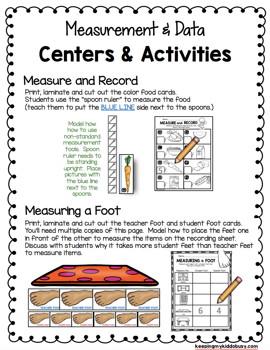 Measurement And Data Kindergarten Math Unit - Freebies