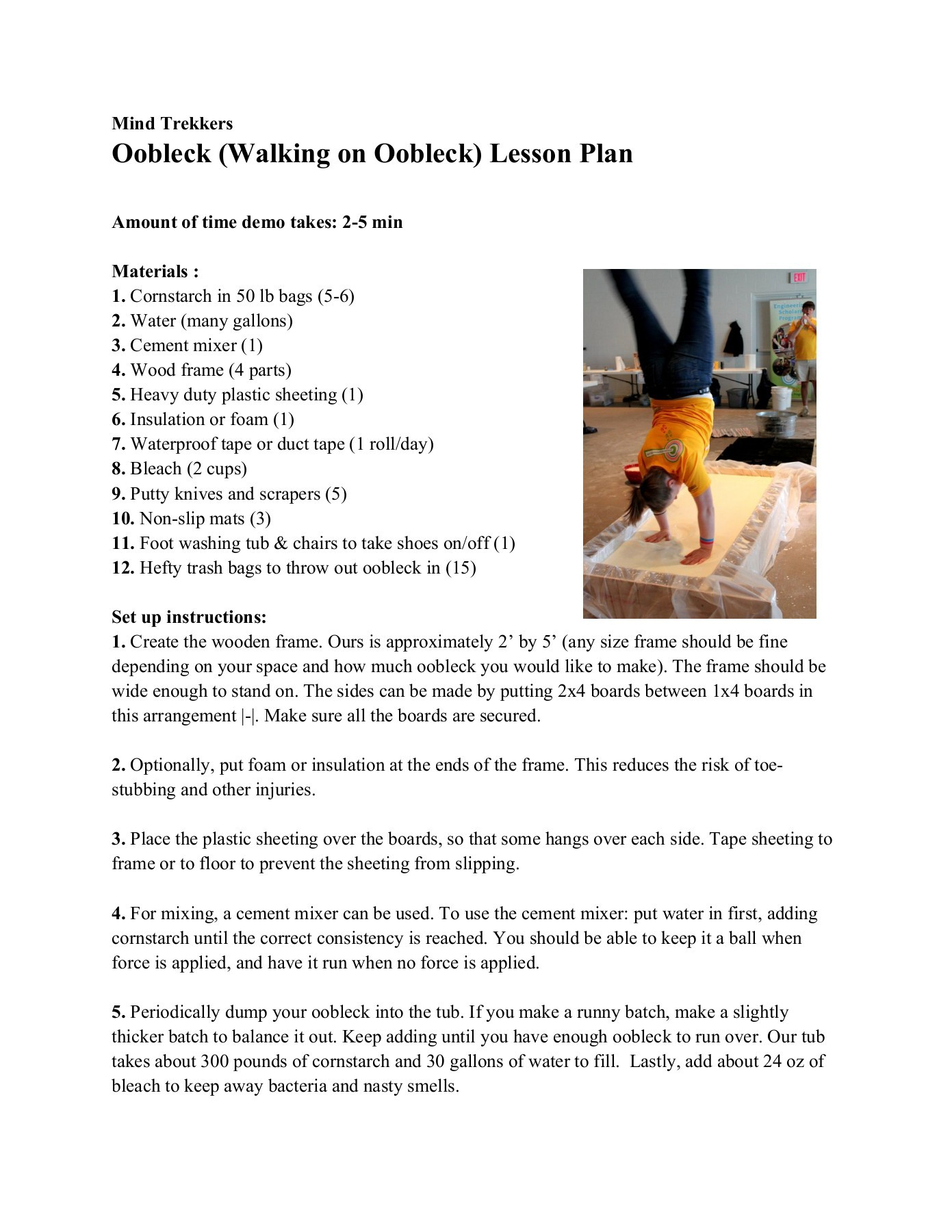 Mind Trekkers Oobleck (Walking On Oobleck) Lesson Plan Pages