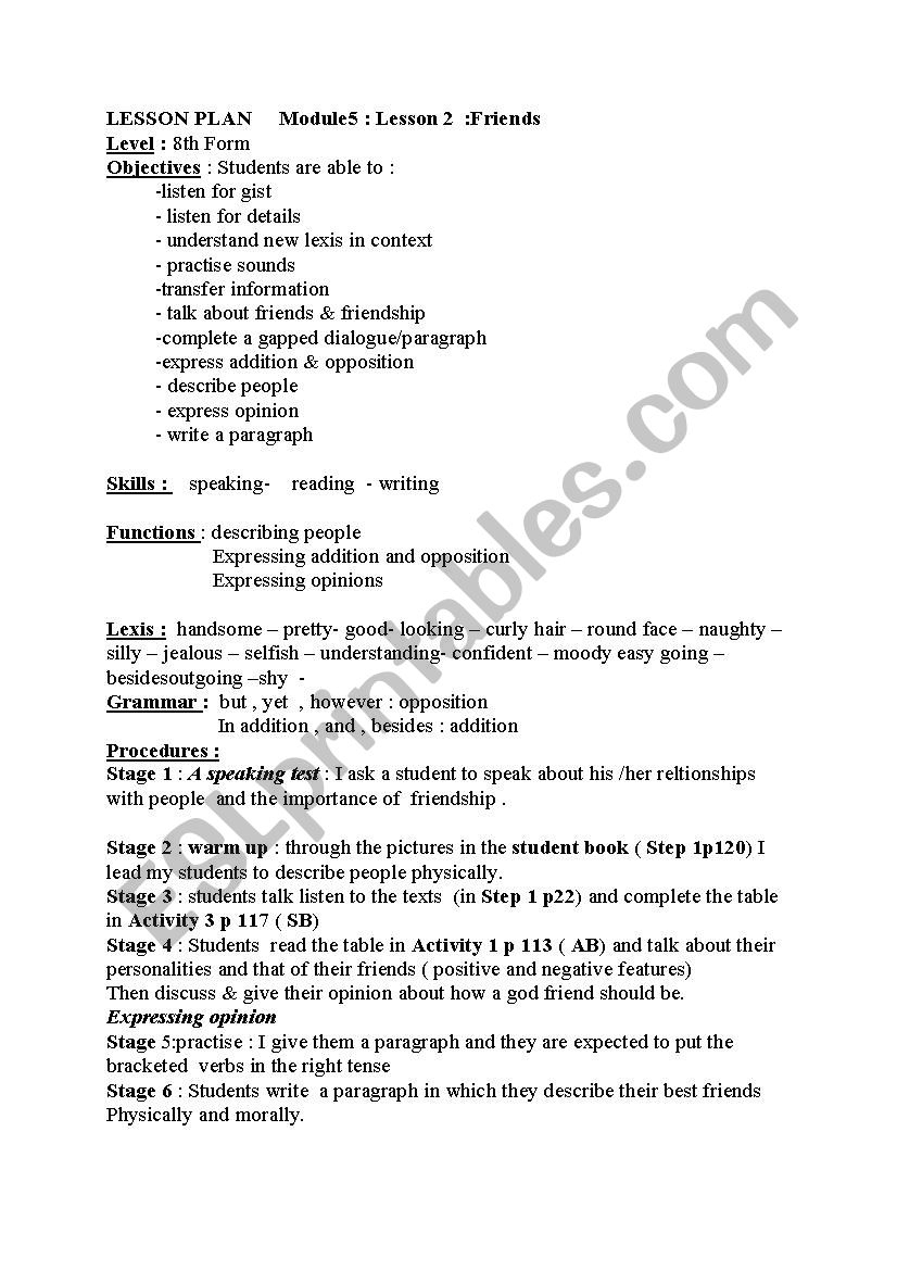 Module 5 Lesson 2 Friends - Esl Worksheeteyyaa