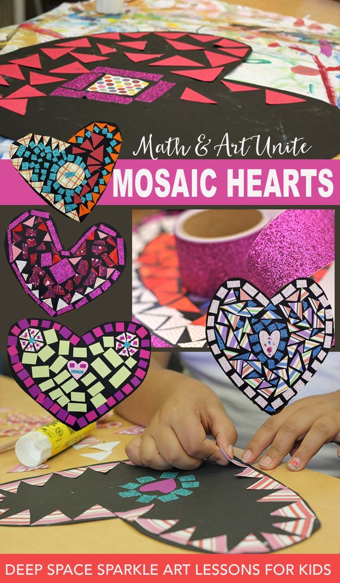 Mosaic Hearts Art Lesson | Valentines Art, Art Lessons For