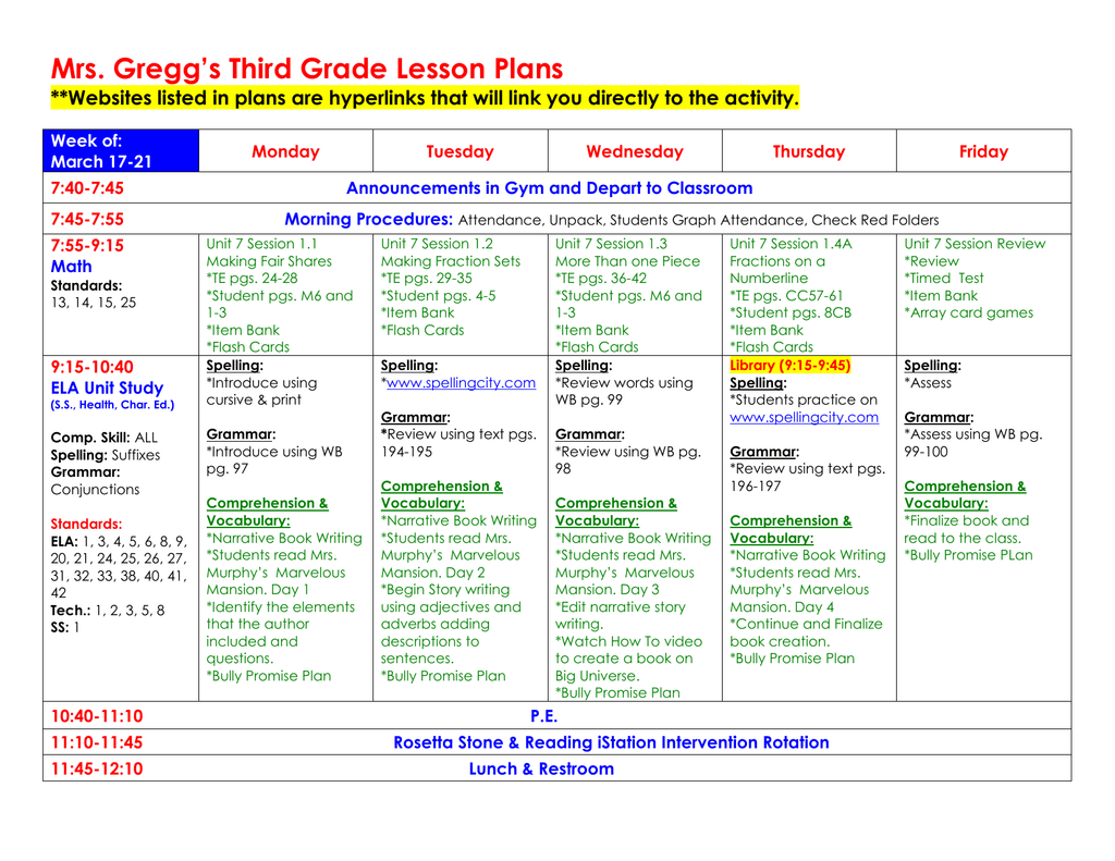 Mrs. Gregg&amp;#039;s Third Grade Lesson Plans **websites Listed In