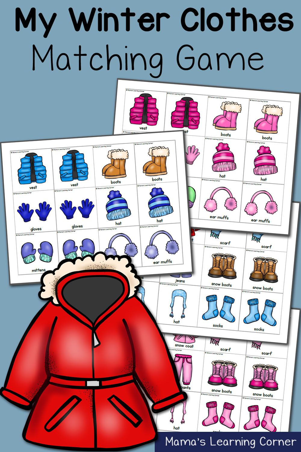 My Winter Clothes Match Game | Winter Preschool, Matching Games