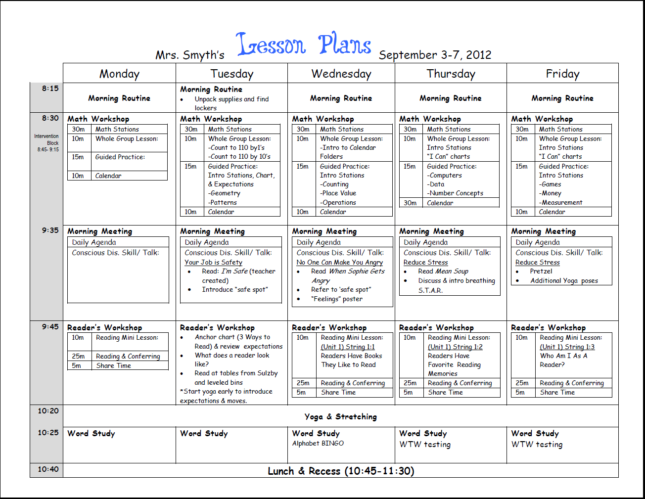 New Adventures In First Grade: First Week Lesson Plans Done!