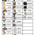 Nocturnal Animals Vocabulary Words List Free | Nocturnal