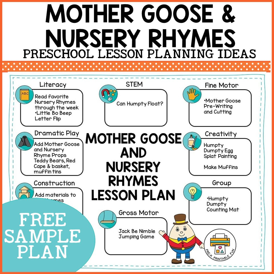 Nursery Rhymes And Mother Goose Theme - Pre-K Printable Fun