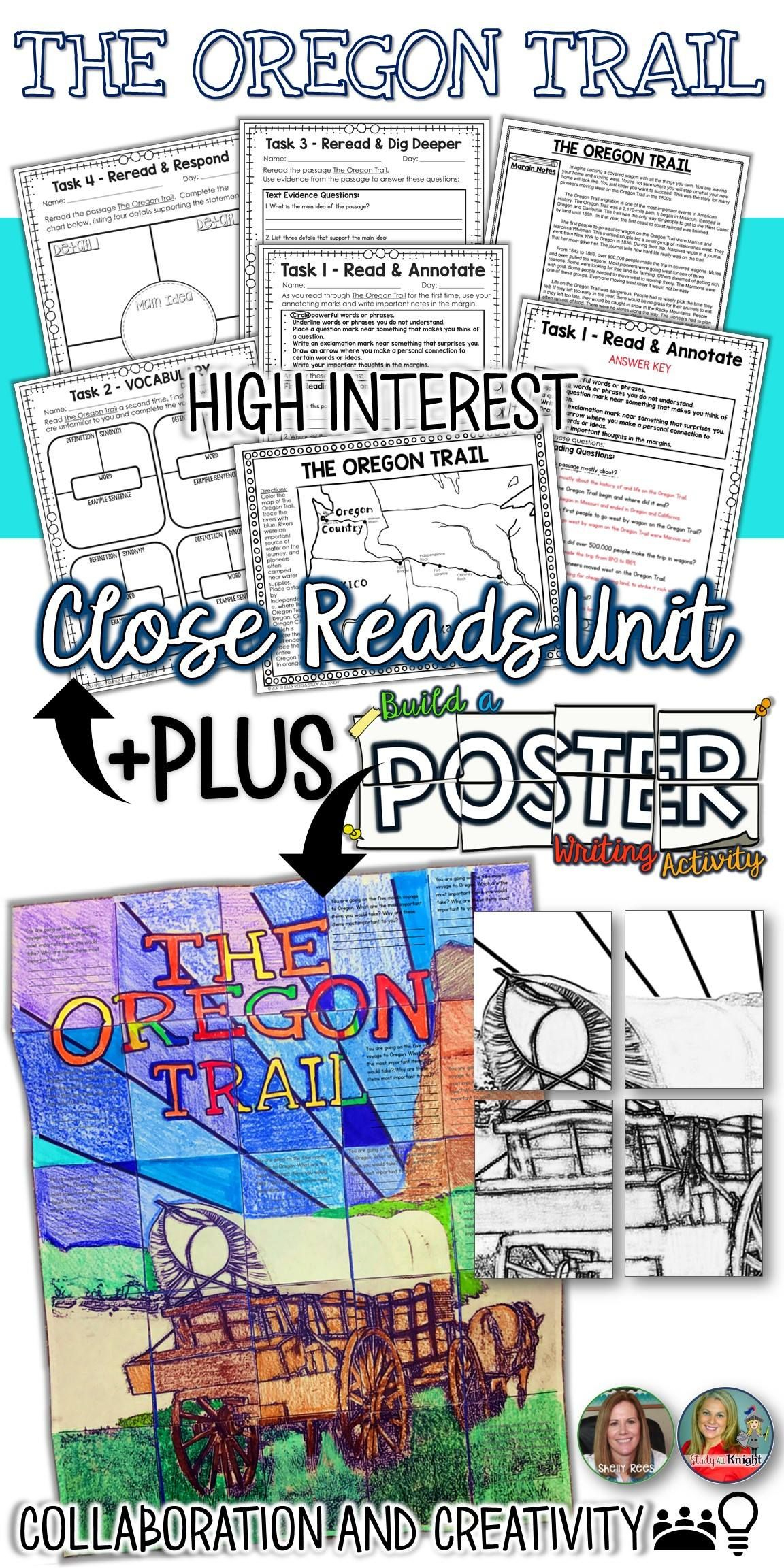 Oregon Trail, Close Reads Unit, Collaborative Poster