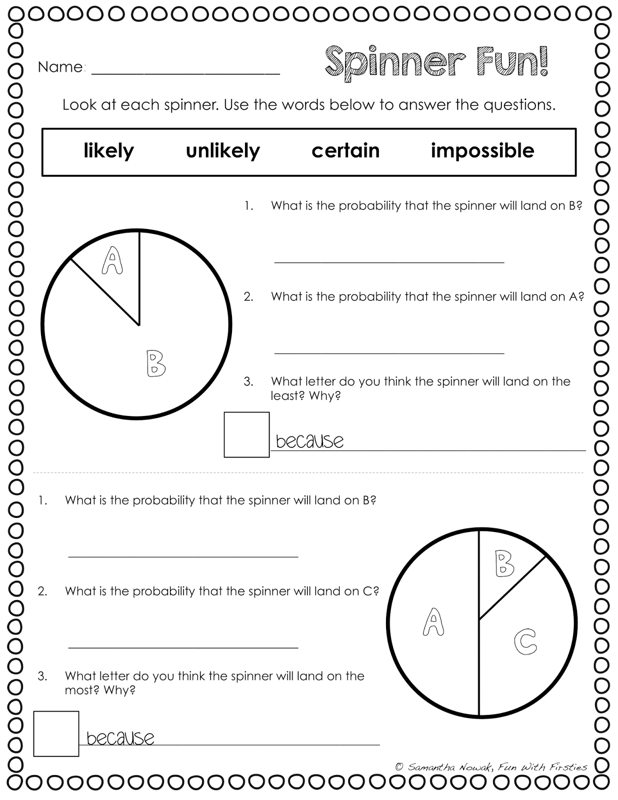 Our Probability Unit: Worksheets, Activities, Lessons, And