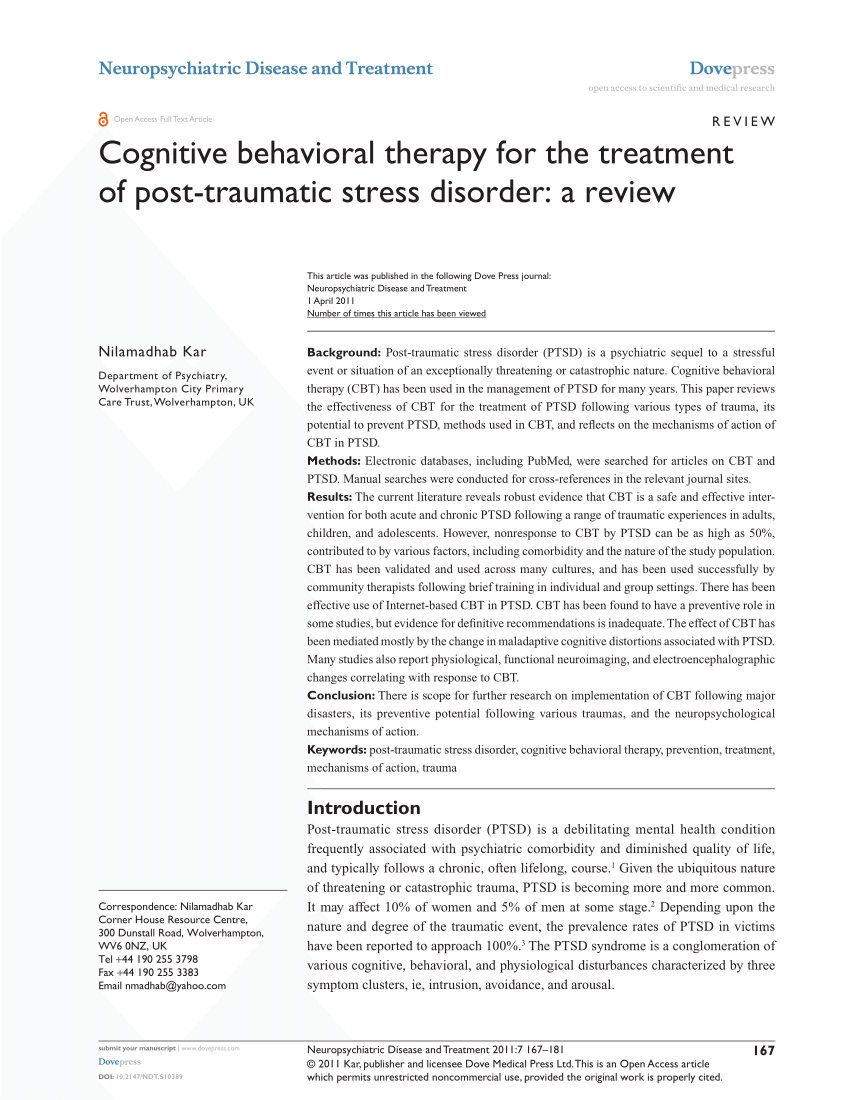 Pdf) Cognitive Behavioral Therapy For The Treatment Of Post