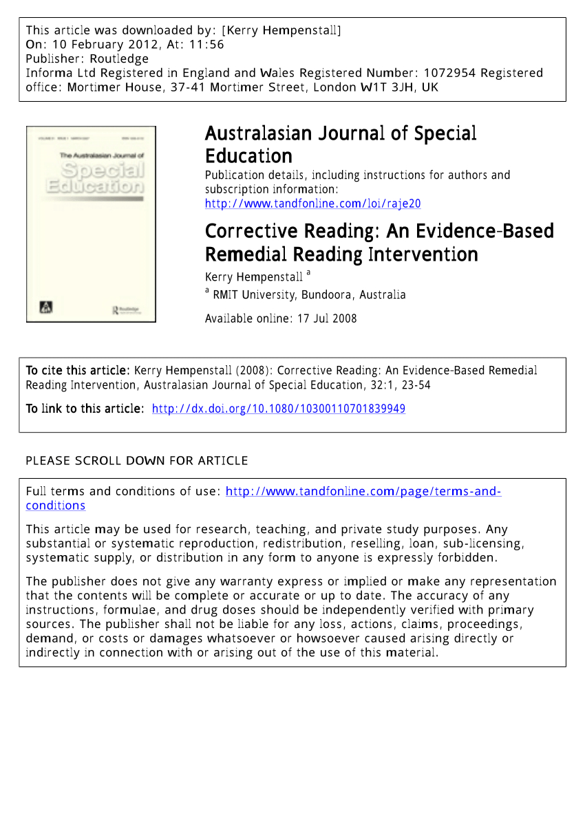 Pdf) Corrective Reading: An Evidence-Based Remedial Reading