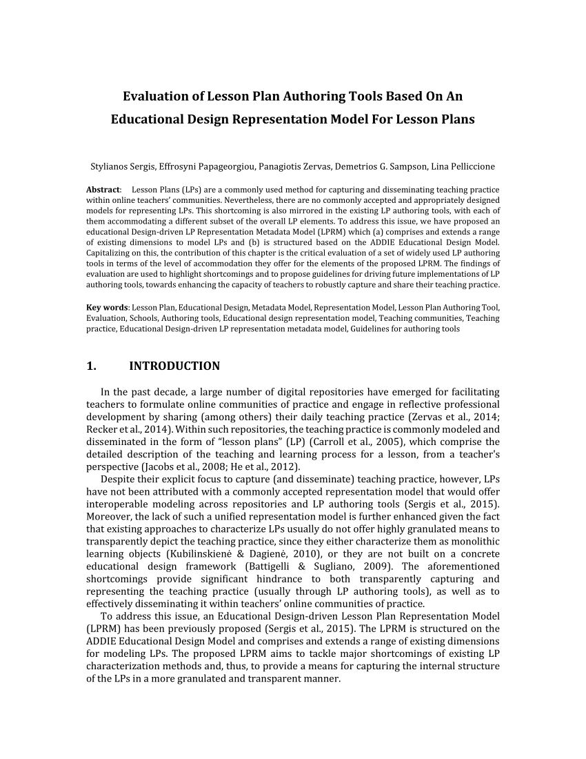 Pdf) Evaluation Of Lesson Plan Authoring Tools Based On An