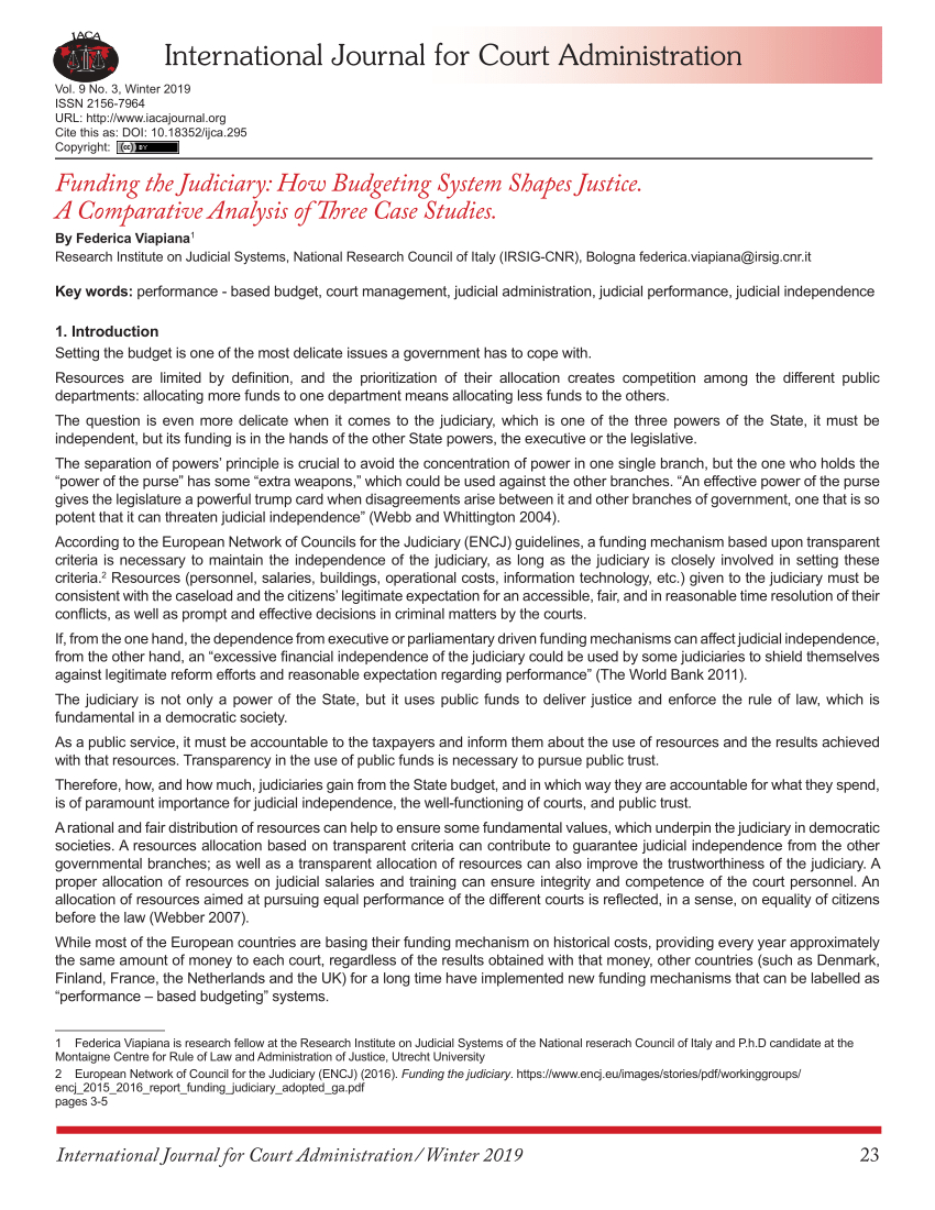 Pdf) Funding The Judiciary: How Budgeting System Shapes