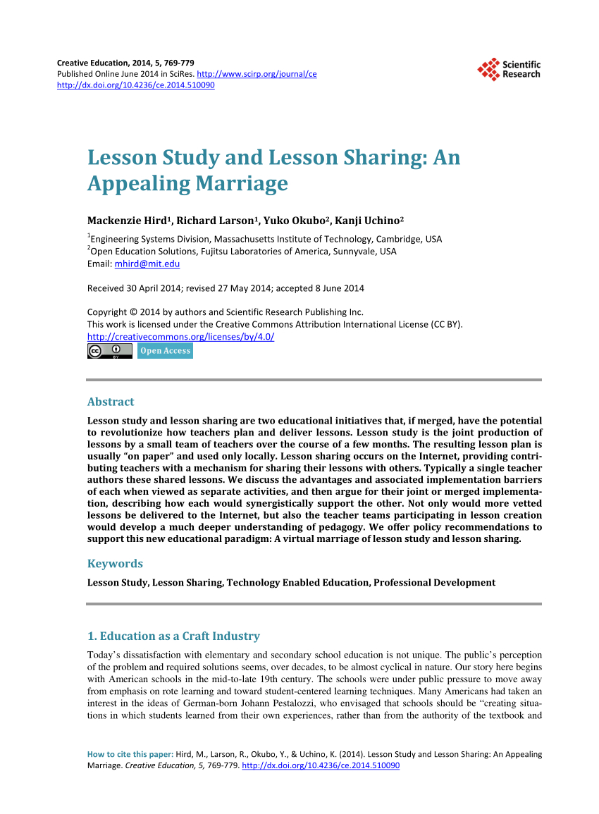 Pdf) Lesson Study And Lesson Sharing: An Appealing Marriage