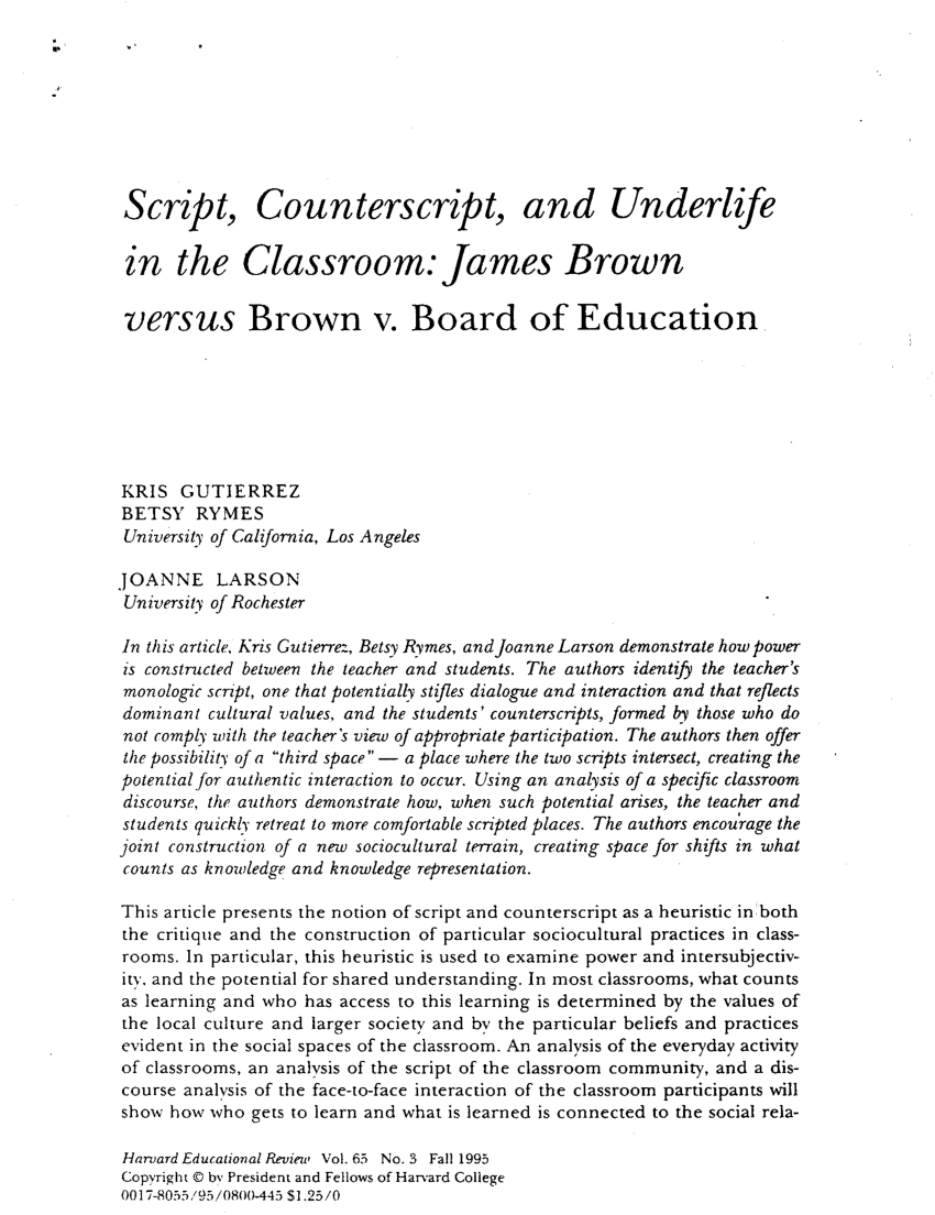 Pdf) Script, Counterscript, And Underlife In The Classroom