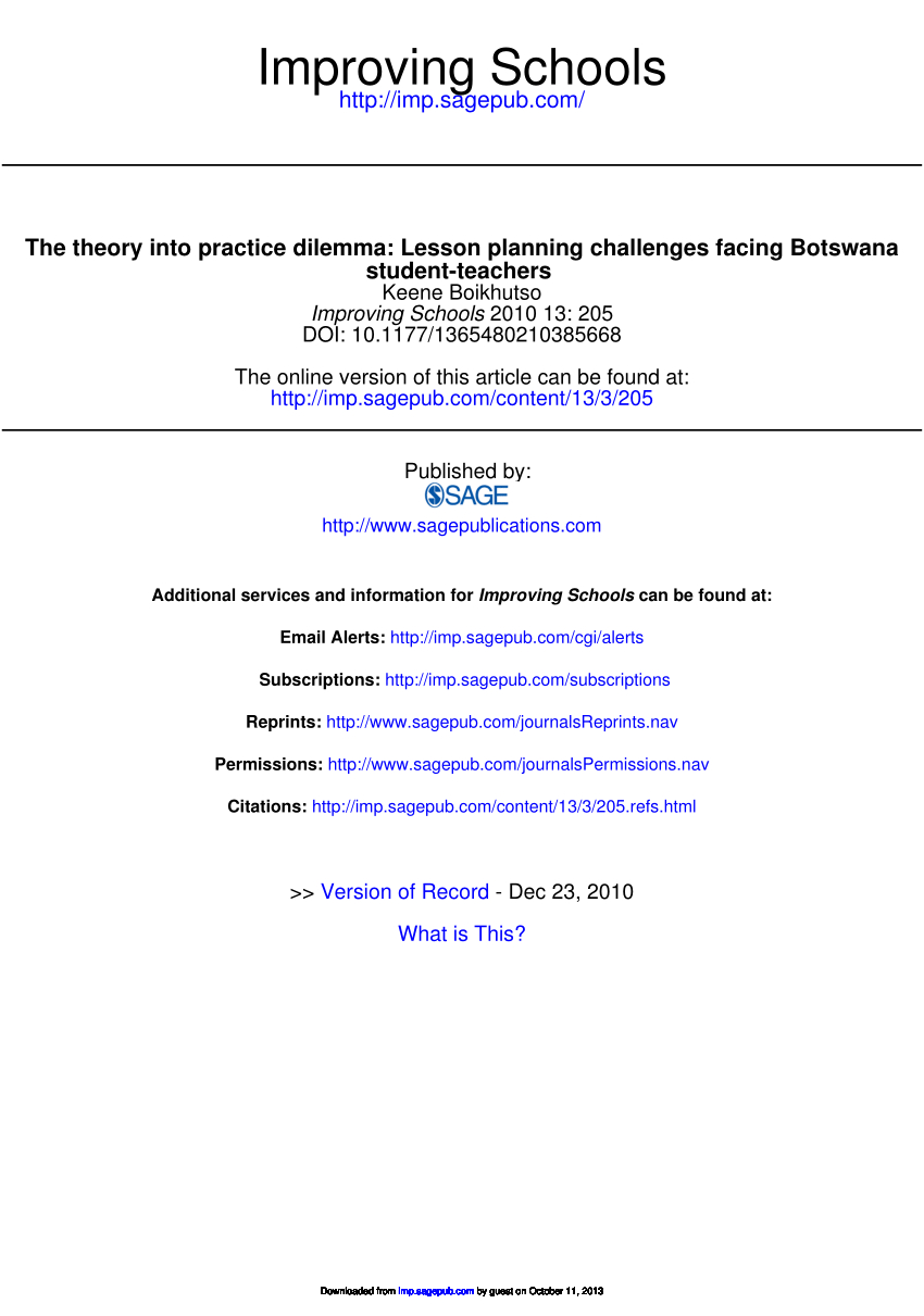 Pdf) The Theory Into Practice Dilemma: Lesson Planning