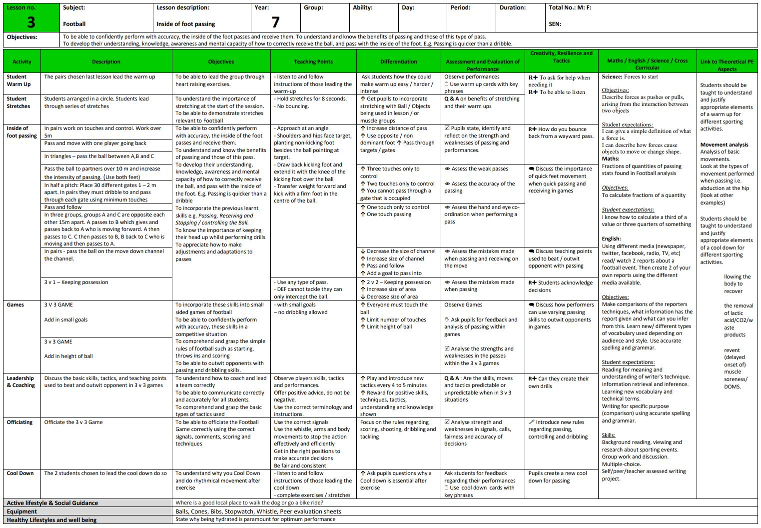 Pe Office - Football Lesson Plans