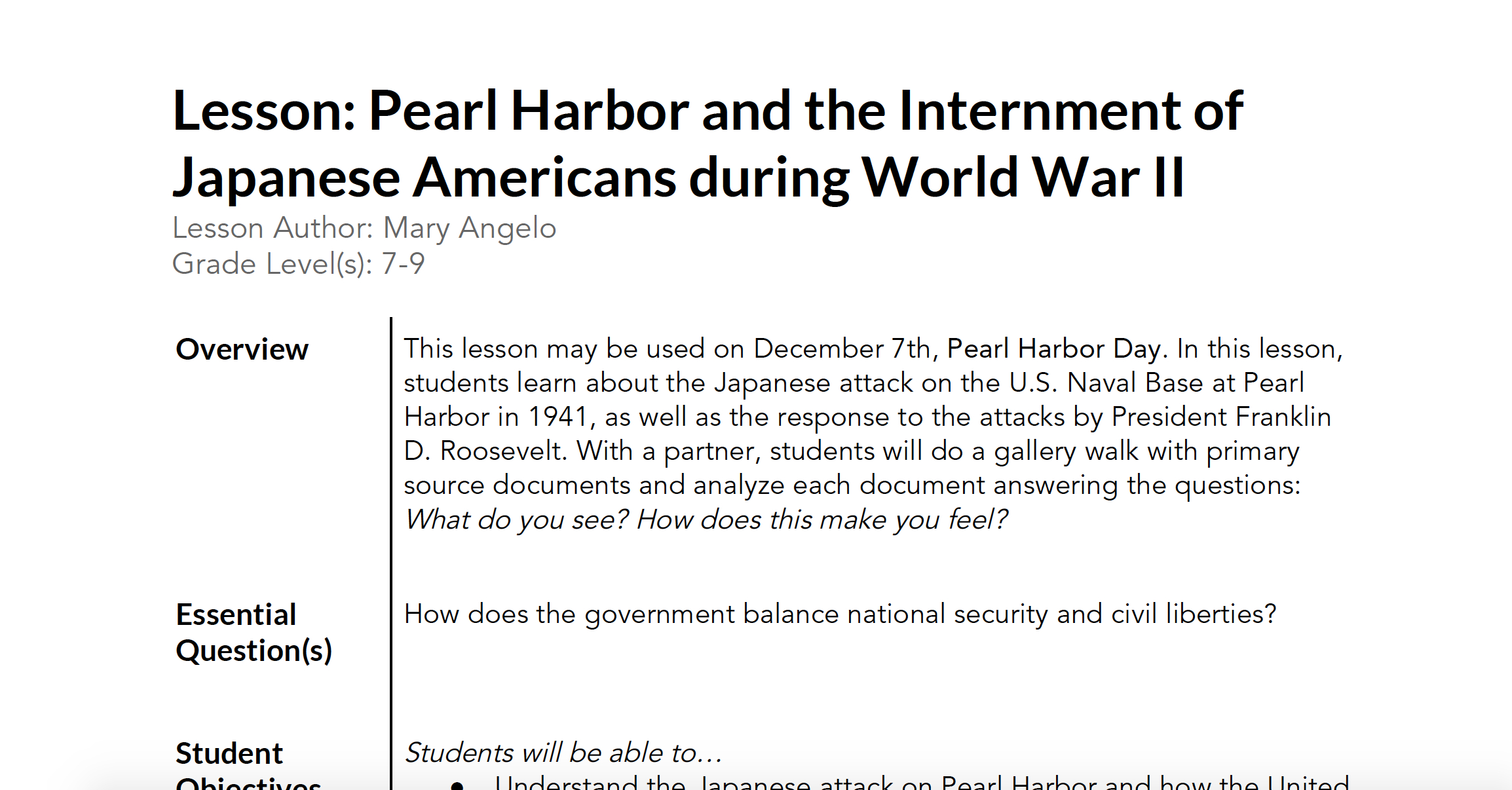 Pearl Harbor &amp;amp; Executive Order 9066: Lesson Plan | And Then
