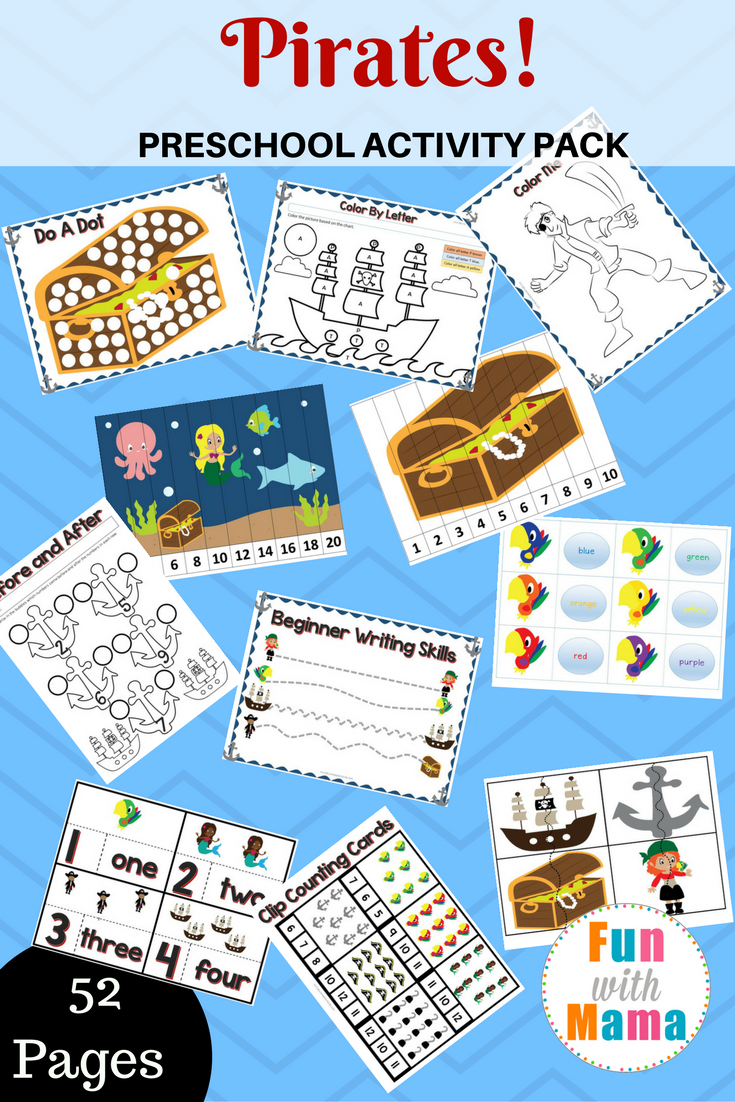 Pirate Theme Printable Preschool Pack | Pirate Preschool