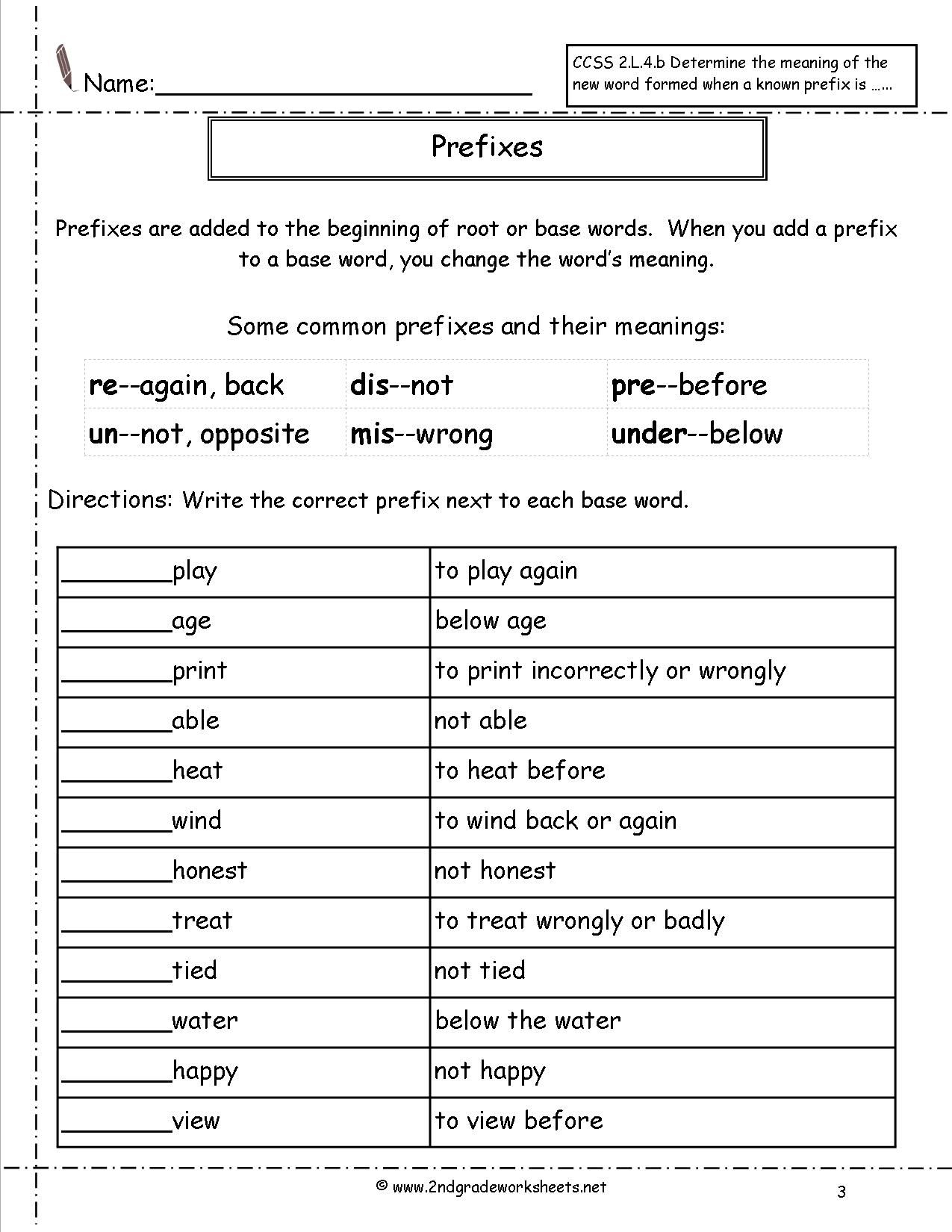 Prefixes Worksheet | Prefix Worksheet, Suffixes Worksheets