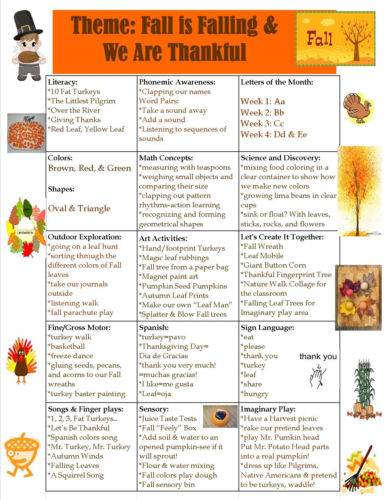 Preschool-Fall-And-Thanksgiving-Theme | Lesson Plans For
