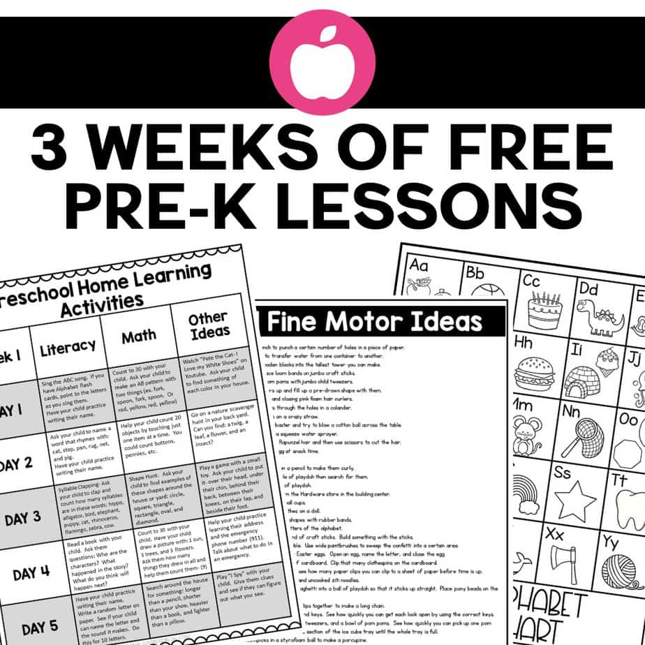 Preschool Home Learning Activities - 3 Weeks Of Free Plans