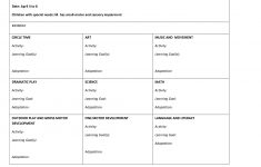Preschool Lesson Plan Template With Standards