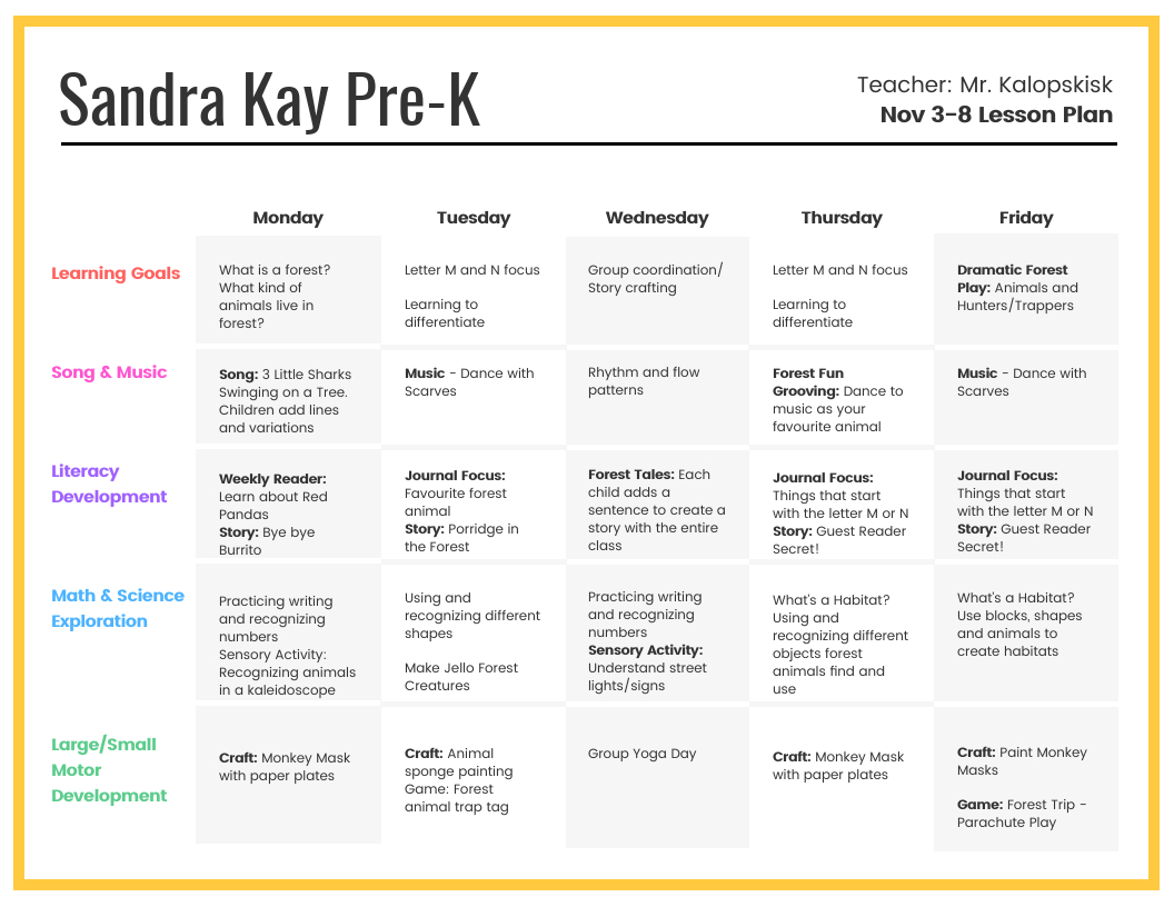 Preschool Lesson Plan