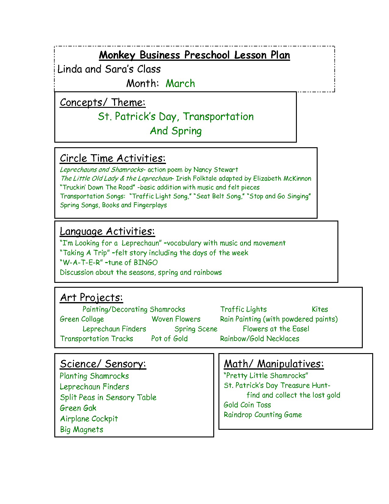 Preschool Lesson Plans Get Out 10 Sheets Of Colored