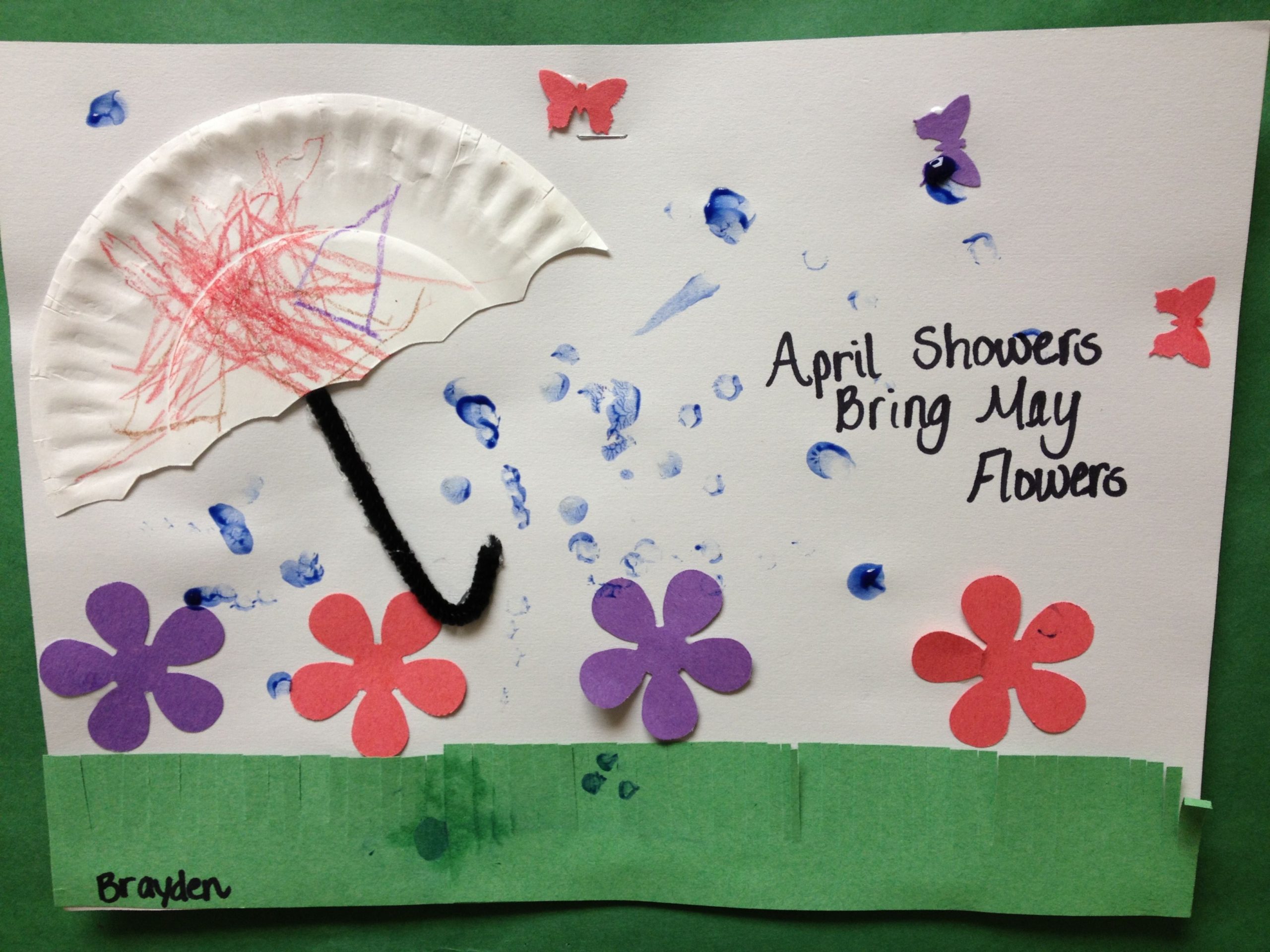 Preschool Spring Art. April Showers Bring May Flower. The