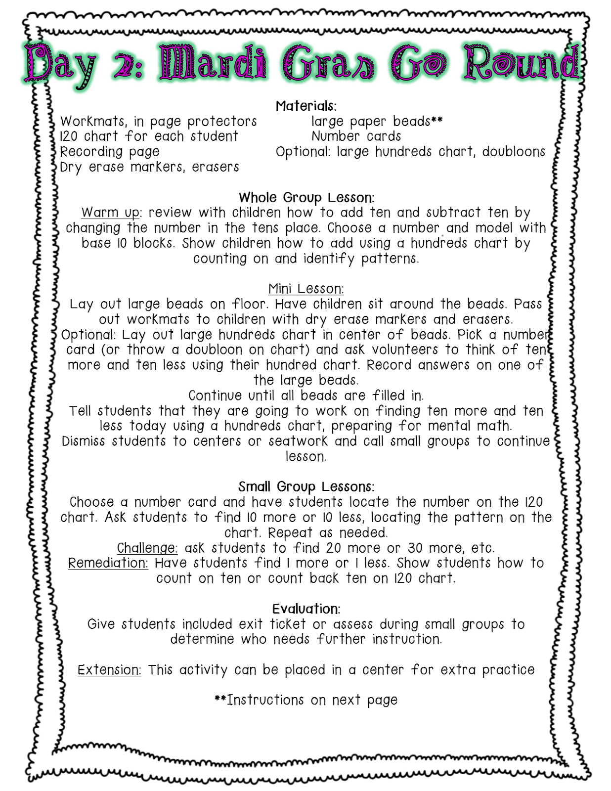 Pride And Primary: Mardi Gras Madness!!!!!!! Math Mini Unit